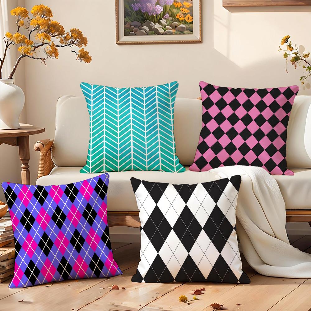 Shiny Diamond Pattern Print Cushion Cover Premium Comfort Reversible Pillow Cove Two in One Design for Any Room Car Interior