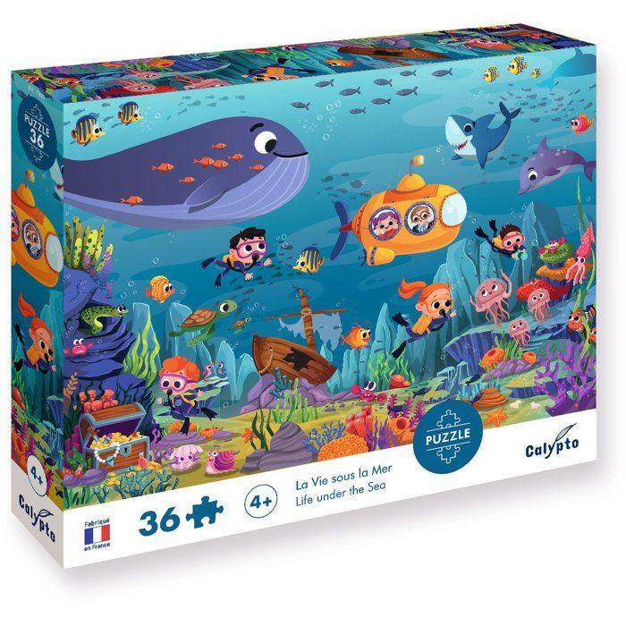 Puzzle - SENTOSPHERE - 36 pieces - La vie sous la mer - Toucher Soyeux - Impression 7 couleurs - Des 4 ans