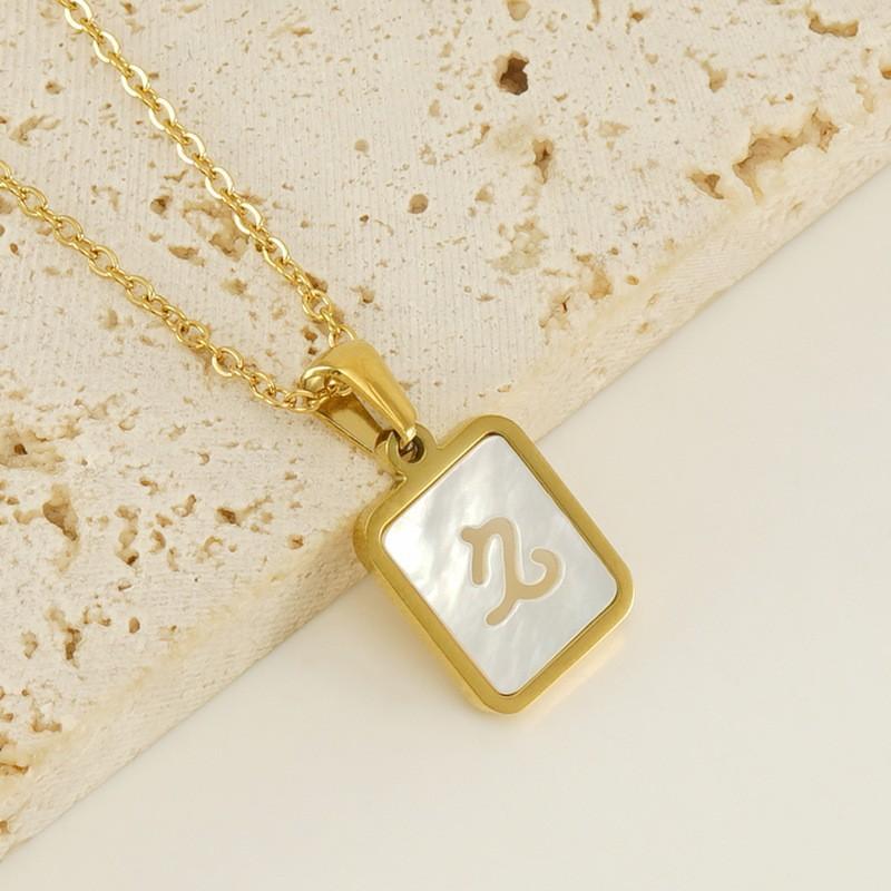 18-каратное золото нержавеющая сталь 12 созвездий ожерелье ювелирные изделия белая ракушка полая подвеска ожерелье для женщин