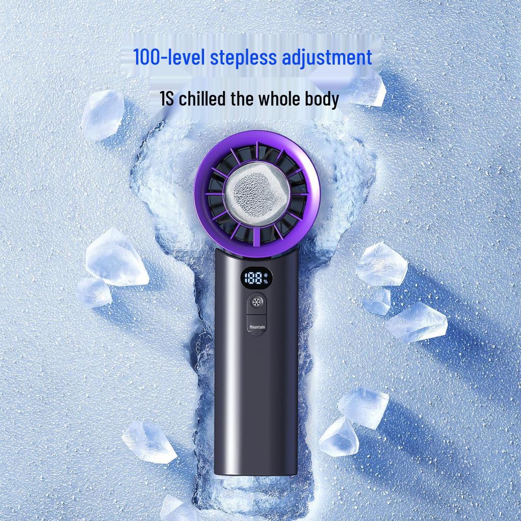 Portable High-Speed Mini Fan with Digital Display - Long-Lasting, Foldable, and Cooling