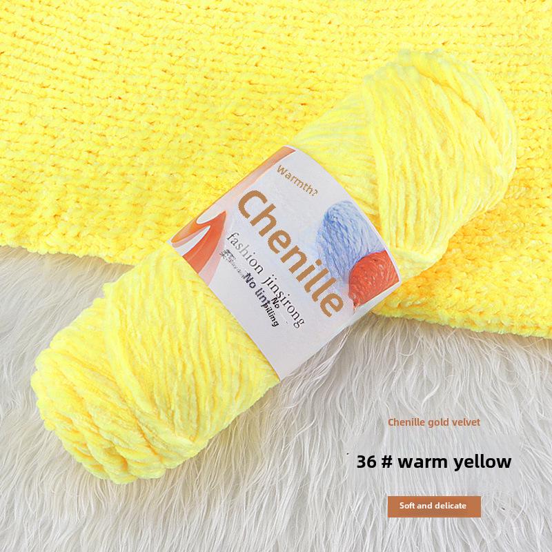 Вязаный шарф, шапка, тапочки крючком из золотистого бархата с шениллом, набор для самостоятельного вязания из кукольной шерсти