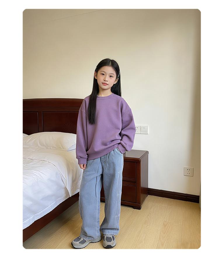 Girls' blue fashionable wide leg jeans
