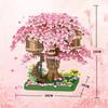 3D Mini Sakura Tree Building Blocks Toys, Diy Cherry Blossom Bricks Tree House Model, Ornament Model, Brick Games, Kids Gift