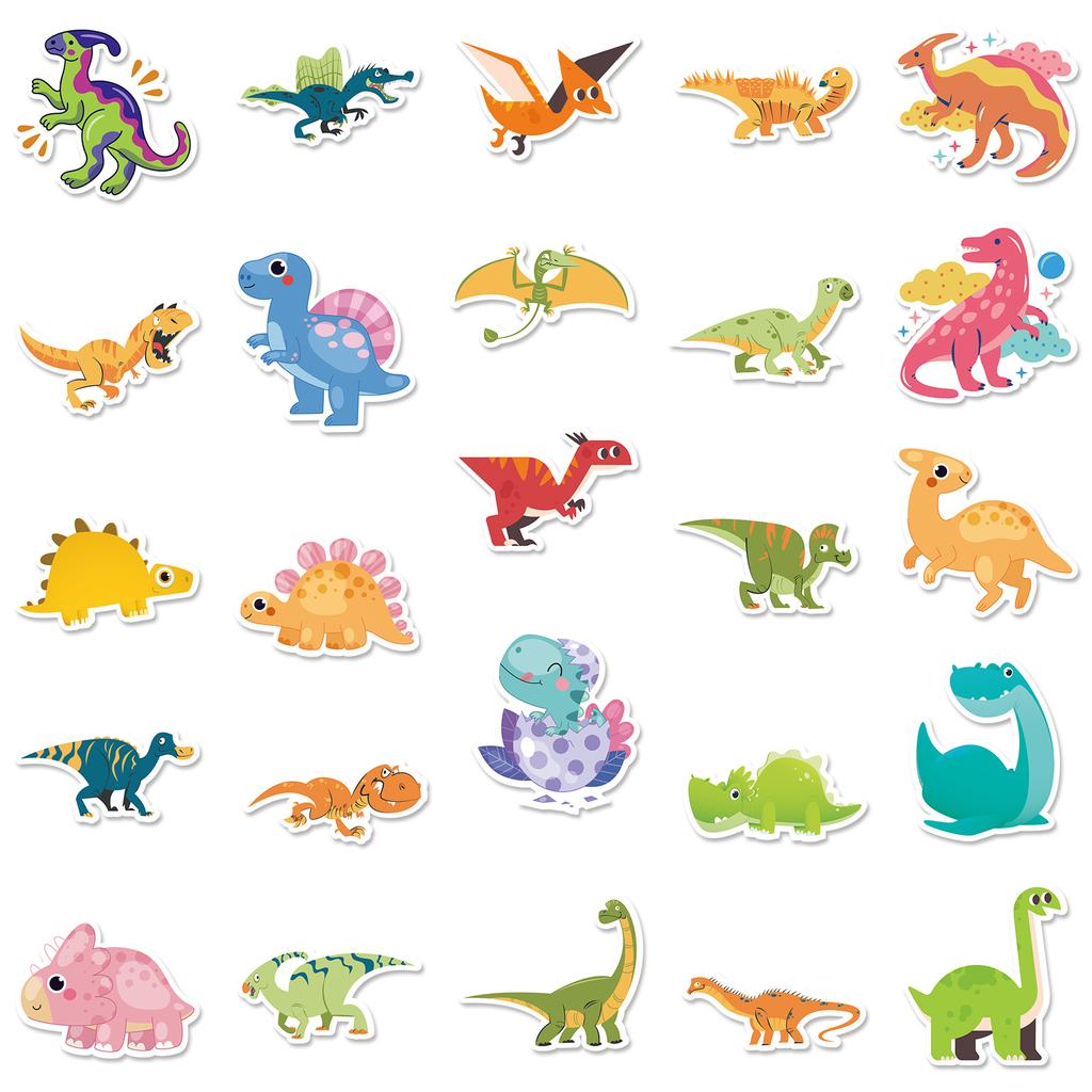 50pcs Cartoon Dinosaur Sticker for Children Water Bottle Skateboard Waterproof Graffiti Stickers