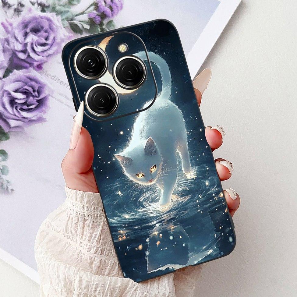 Для Tecno Spark 20 Pro KJ6 Задняя крышка Для Tecno Spark 20 Pro Чехол Черный Силикон Модный Роскошный Милый Мультяшный Ударопрочный Бампер