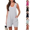 Женский модный свободный однотонный комбинезон без рукавов с v-образным вырезом и карманами