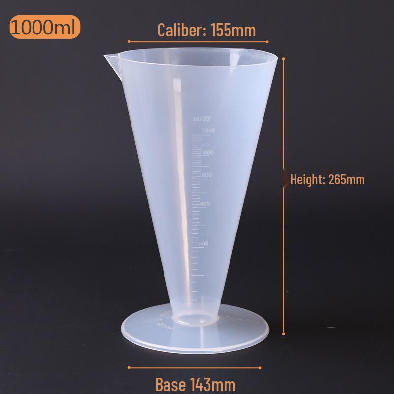 Plastic Triangular Measuring Cup with Scale, Conical Design for Bubble Tea Shops, Lab Equipment, PP Food Grade