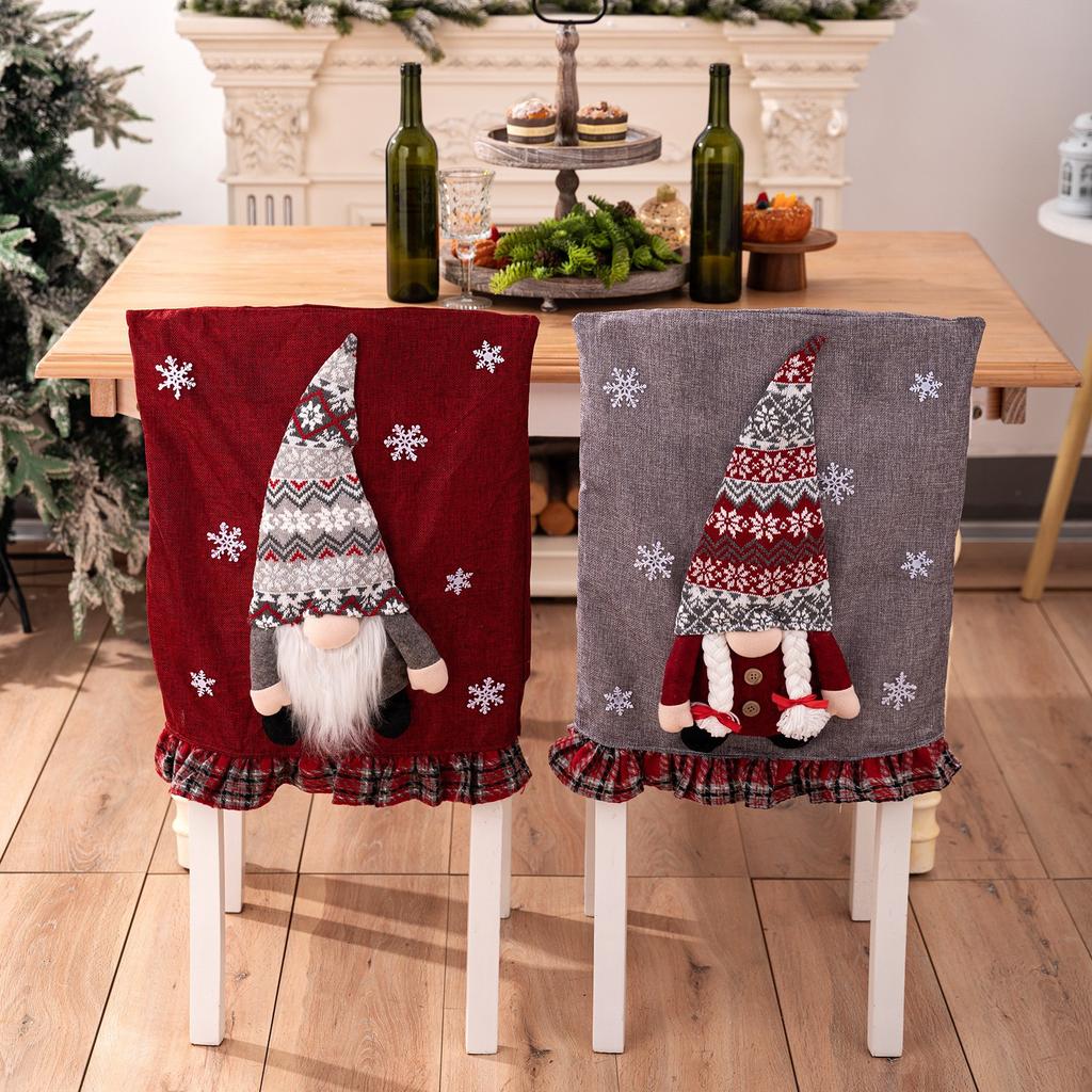 Christmas Chair Back Covers Gnome Chair Covers Xmas Dining Chair Covers For Home Kitchen Dining Room Decor