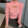 Turtleneck Sweater Women White Long Sleeve Slim Cropped Tops Autumn Winter Fashion Casual High Neck Knitted Jumper Pink Knitwear Basic Top Clothes