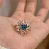 Изысканное сияющее кольцо-светильник, роскошное, свежее, уникальное, высококлассное, синий драгоценный камень, кольца в форме сердца для женщин, ретро-ощущение, свадебные украшения