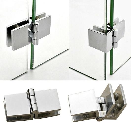 5-8mm Bathroom Decorative Connector Shower Glass Door Hinges Cabinet Cupboard Hardware Clamp Hinges