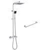 Душевая колонна - Не указано - Термостатическая система - Включена ручная лейка - Полированная нержавеющая сталь - Регулируемая высота