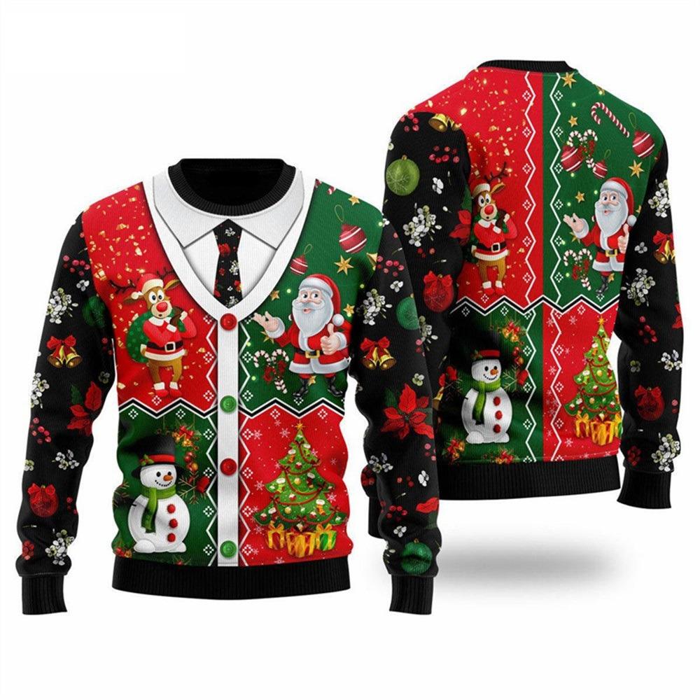Christmas Fake Cardigan Pullover Man Pullover 3D PrintNew Year Party Sweatshirt Women Party Birthday Christmas Pullovers Kids Tops