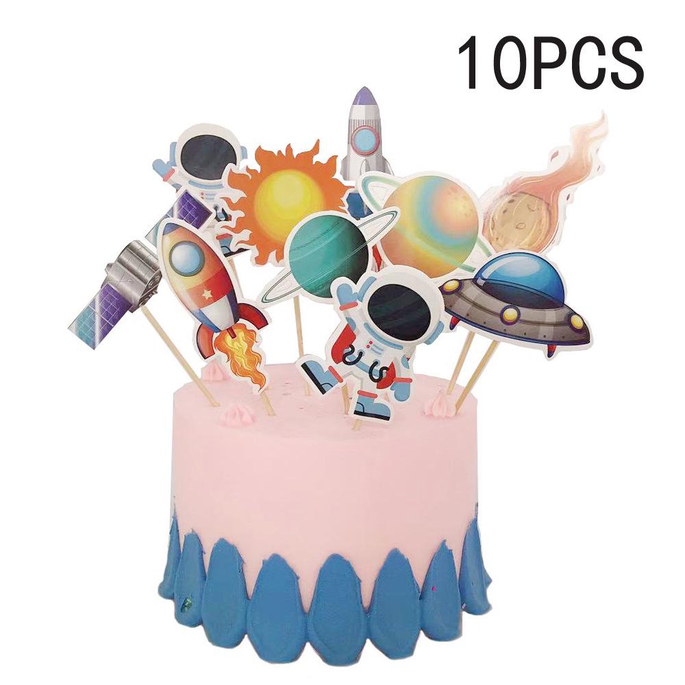Набор баннера для вечеринки космонавта и топпера для торта с ракетой и подвесными украшениями в виде девяти планет