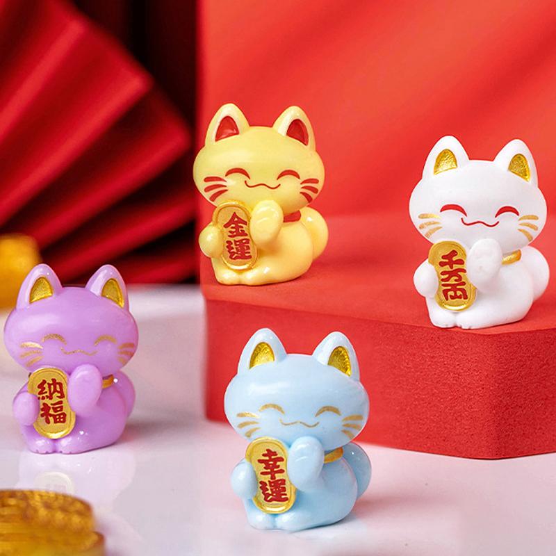 1 шт. милый мультяшный Lucky Cat изысканный орнамент из смолы маленький подарок ремесла миниатюрные фигурки для дома настольный орнамент
