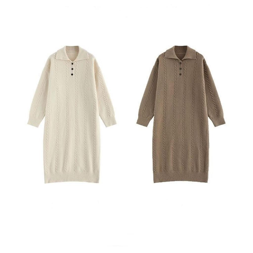 Супер красивое шерстяное платье, женский осенне-зимний свободный свитер, новинка 2023 года, длинный вязаный пуловер с длинными рукавами, женское платье