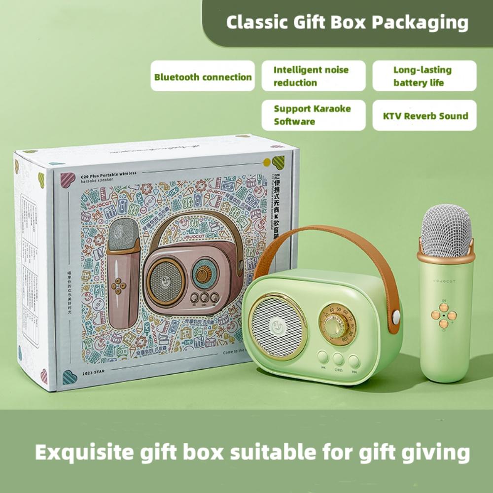 Bluetooth-динамик с 1-2 беспроводными микрофонами, поддержка караоке, TF-карта, FM-игра, HIFI, бас, громкая связь, детский подарок на день рождения