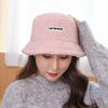 Autumn and Winter Hat Lamb Wool Fisherman Hat Women's Japanese Versatile New Winter Outdoor Warm Lamb Wool Letter Basin Hat