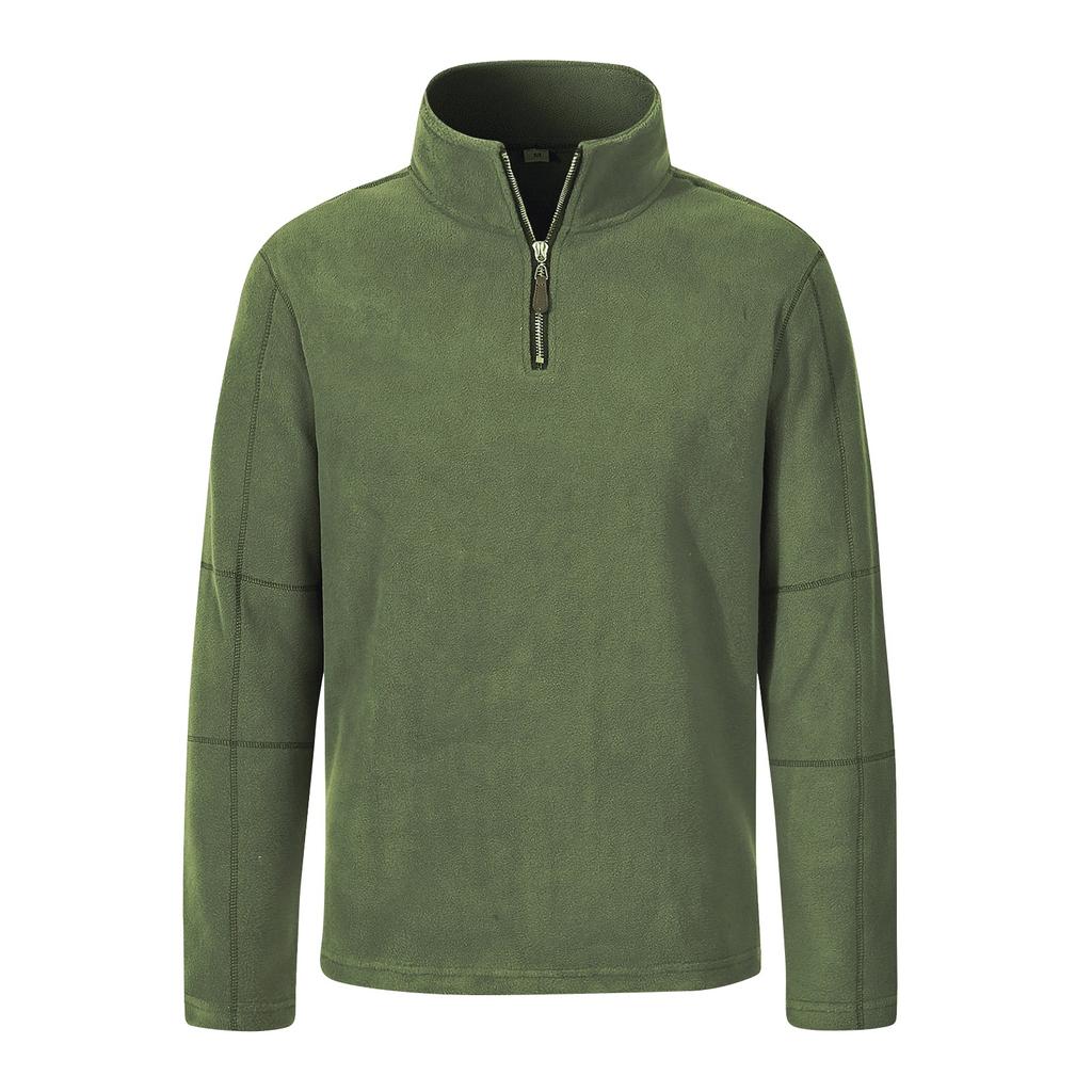 Мужская зимняя однотонная флисовая толстовка, мужская повседневная толстовка с полузастежкой-молнией и воротником-стойкой