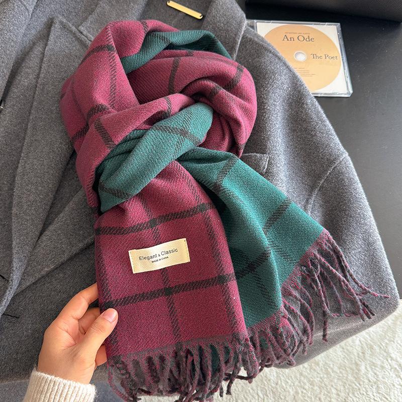 190*45cm Fashion Autumn Winter Warm Cashmere Scarf Dot Pattern Long Tassels Women Thicken Wrap Shawl Lady Muffler Wool Pashmina
