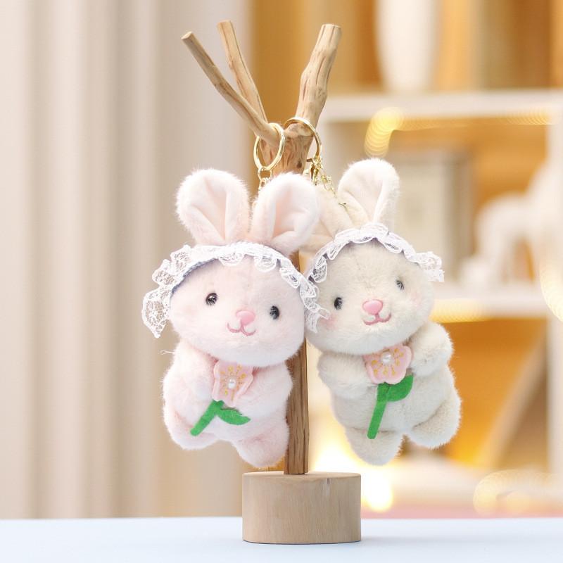 Cute Rabbit Hanging Decoration Soft Plush Bunny Toy With Colorful Floral Design
