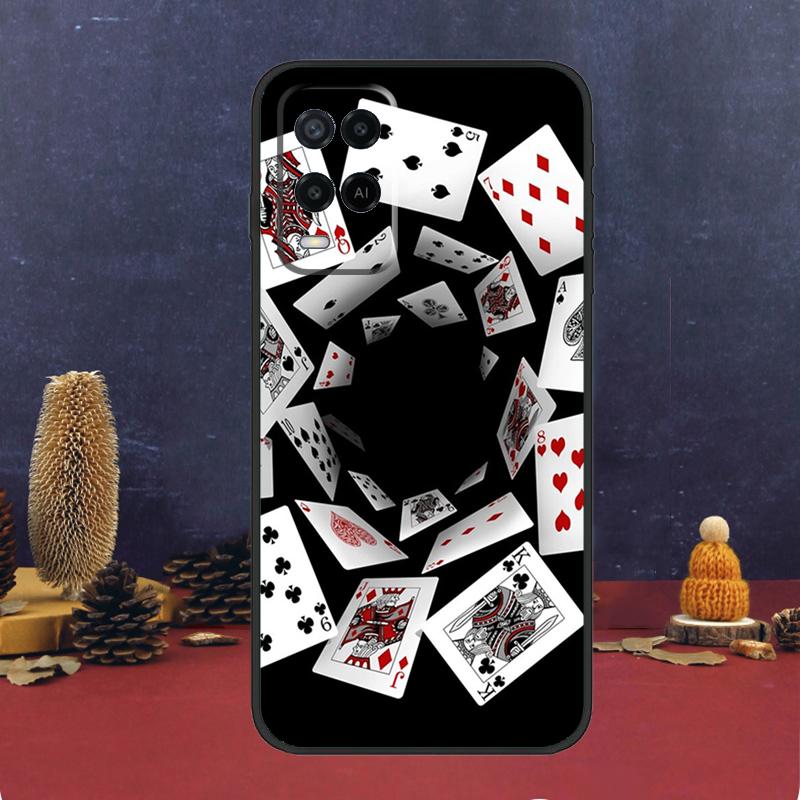 Poker Playing Card Case For OPPO A54 A74 A94 A98 A78 A79 A16 A76 A96 A5 A9 A17 A77 A15 A52 A72 A53 A57S Cover