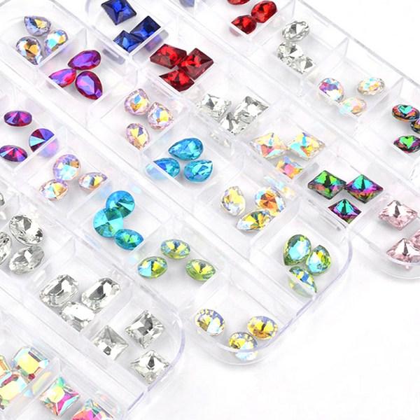 May Brown 3D Cut Nail Stone Parts 12-piece Set M02179, Opal Silver, 1 Set