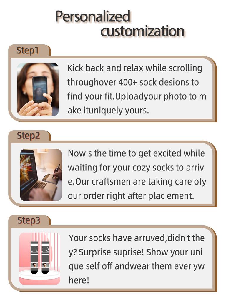 Эксклюзивные носки с принтом лица и Рождества для DIY – Цифровой дизайн из полиэстера 360°