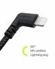 Zeskit MFi Certified Lightning to USB C Right 10cm Braided Cable, Angle,