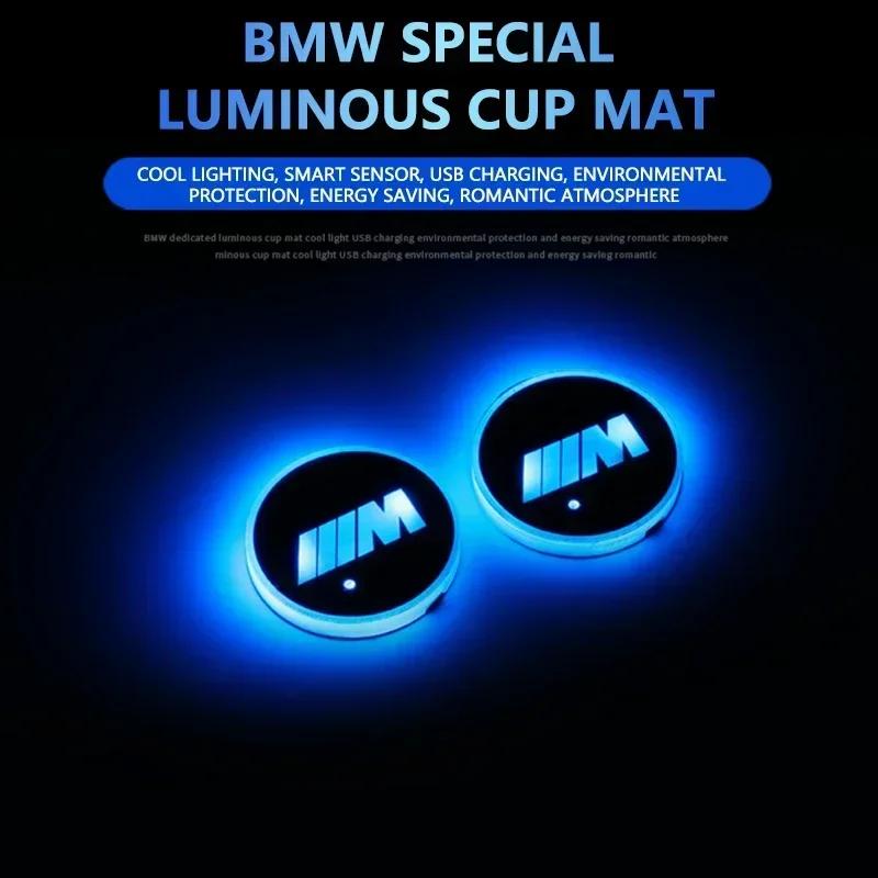 BAIQ3 F10 F11 E84 2pcs Luminous USB pad Car Anti Slip Water coaster LED Mat For BMW M3 M5 M6 X1 X3 X5 E34 E39 E36 E60 E90 E46 F30 Car fshc5