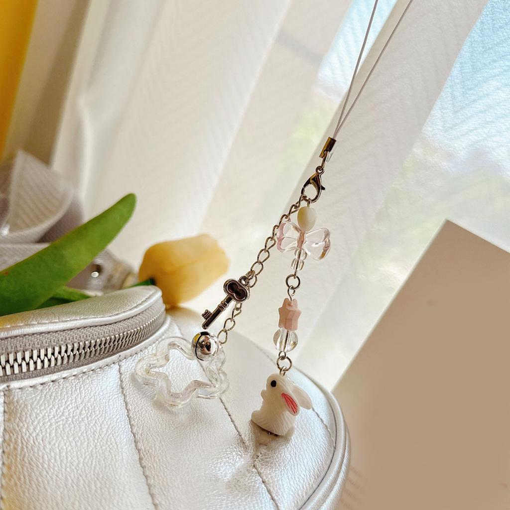 Подвеска-бусина «Звездный кролик» Милая цепочка для телефона Ремешок Подвески Украшение Брелок Шнурок Маленький подарок для женщин девушек