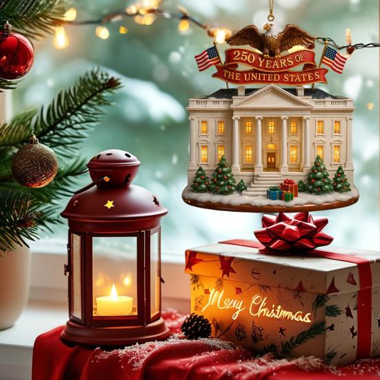 US 250th Anniversary Ornament Patriotic Xmas Tree Hanging Decor Collectible Keepsake Gift for Patriots History Lovers Veterans