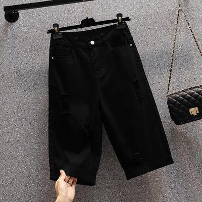 Женские джинсовые эластичные шорты больших размеров, короткие свободные повседневные рваные шорты