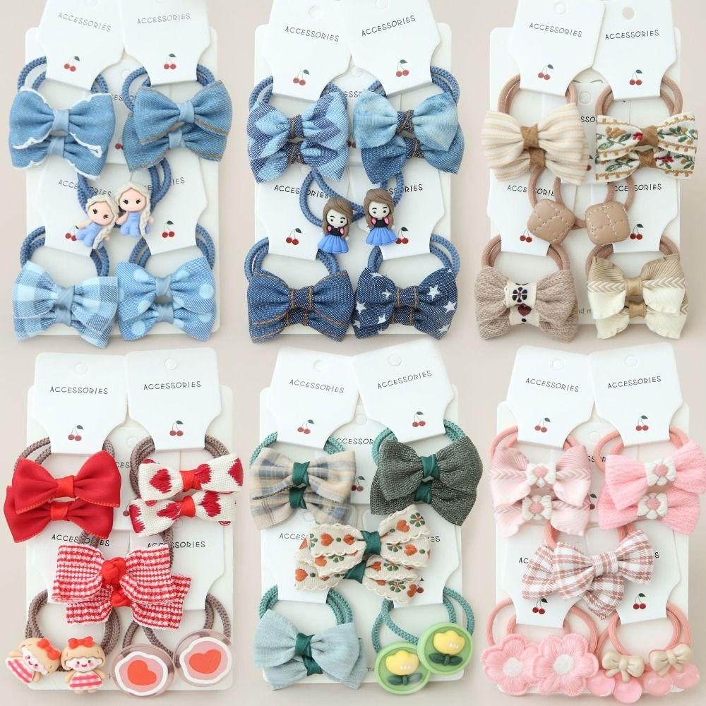 10Pcs Cute Elastic Rubber Band Kids Girls Hair Rope Luxury Hair Ties Bowknot
