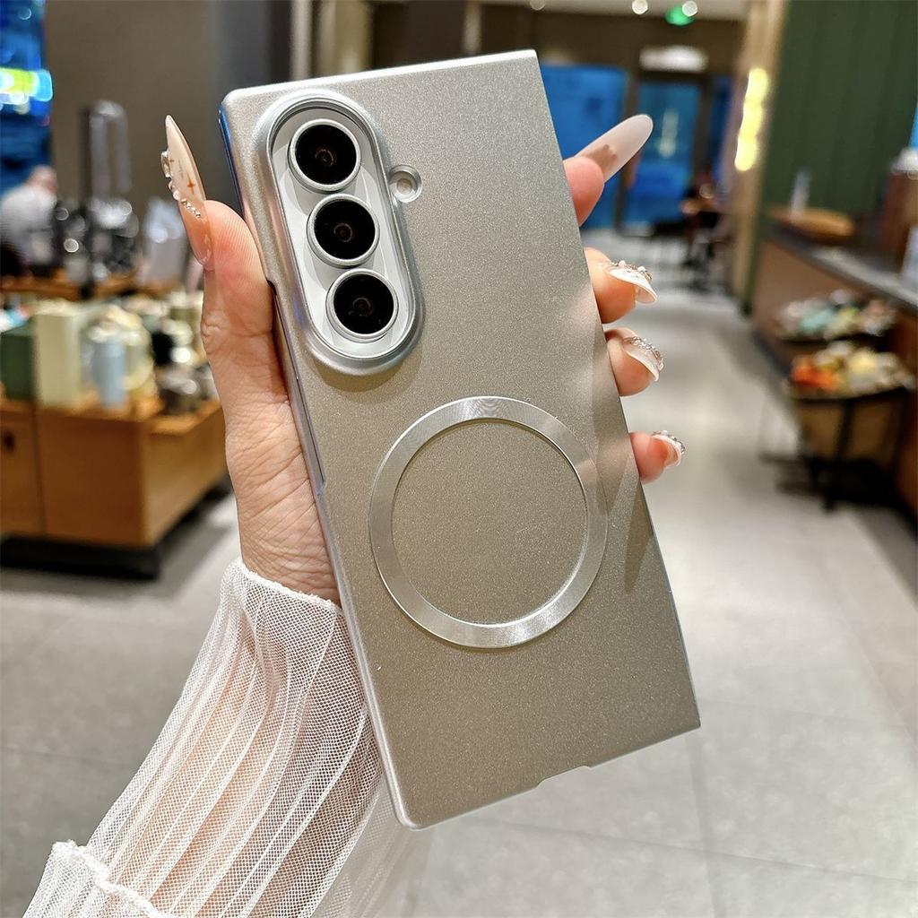 Luxury Metallic Silver Paint Frameless Magnetic PC Case for Samsung Galaxy Z Fold 8 Ultra 8 Z Flip 8 Thin Slim Shockproof Cover