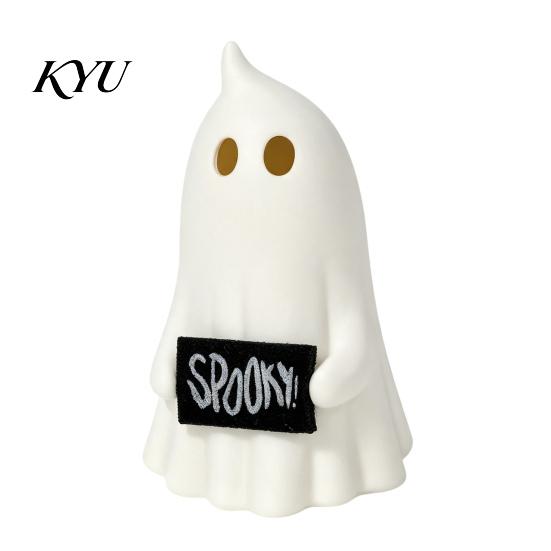 Atmospheric Night Light Halloween Up Ghost Figurine, Cute Small Resin Statue, Spooky Desktop Detachable Logo Tag Ornament for Table Mantel Shelf