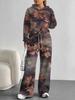 Retro pattern splicing European and American autumn and winter 1116 casual long-sleeved suit women's hooded sweater trousers cover