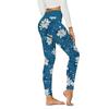 Женские синие скульптурные принты хризантем, эластичные леггинсы для йоги, фитнес-бег, тренажерный зал, спортивные активные брюки