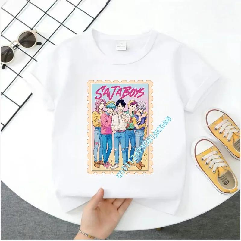 2026 New K-POP Saja Boys Print Short-Sleeved Spring Summer Clothing for Boys and Girls Cute Cotton T-shirt for Boys and Girls