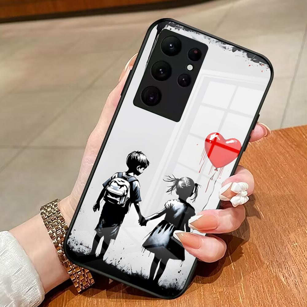 Чехол для телефона Street Art B-Banksy Graffiti для Samsung S26 S25 Edge Ultra 23 22 21 20 Ultra Plus S24 Fe Стеклянная крышка