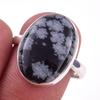 Natural Snowflake Obsidian Gemstone Handmade 925 Sterling Silver Ring S.8 j0W40