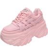 Fashion White Chunky Sneakers Women New 2024 Autumn Hidden Heel Platform Sports Dad Shoes Woman Lace Up Breathable Mesh Casual Shoes 8CM