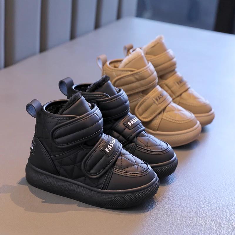 2024 Детские короткие хлопковые ботинки для девочек, зимняя новая мода в корейском стиле, мягкие, удобные, нескользящие, универсальные, теплые ботинки