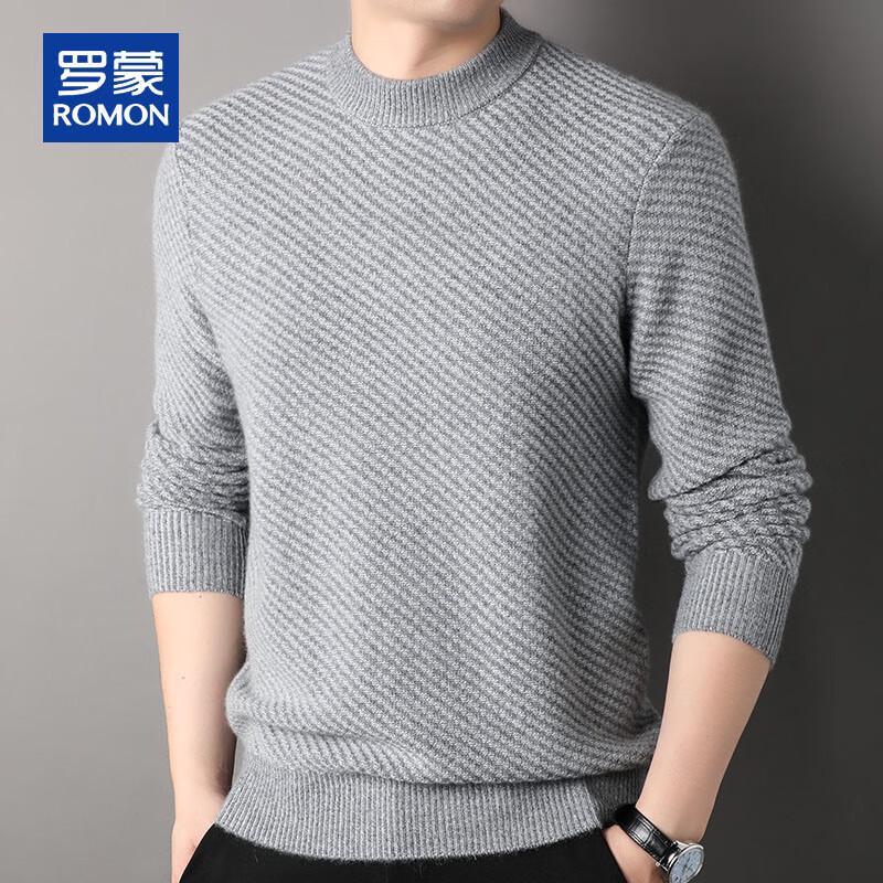 Romon Men's 100% Pure Cashmere Thickened Round Neck Sweater