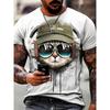 Male Trend Cat Element T Shirt for Men Daily Outdoor Fashion Regular Fit O-neck Short Sleeve Comfortable Material Clothing Shirt
