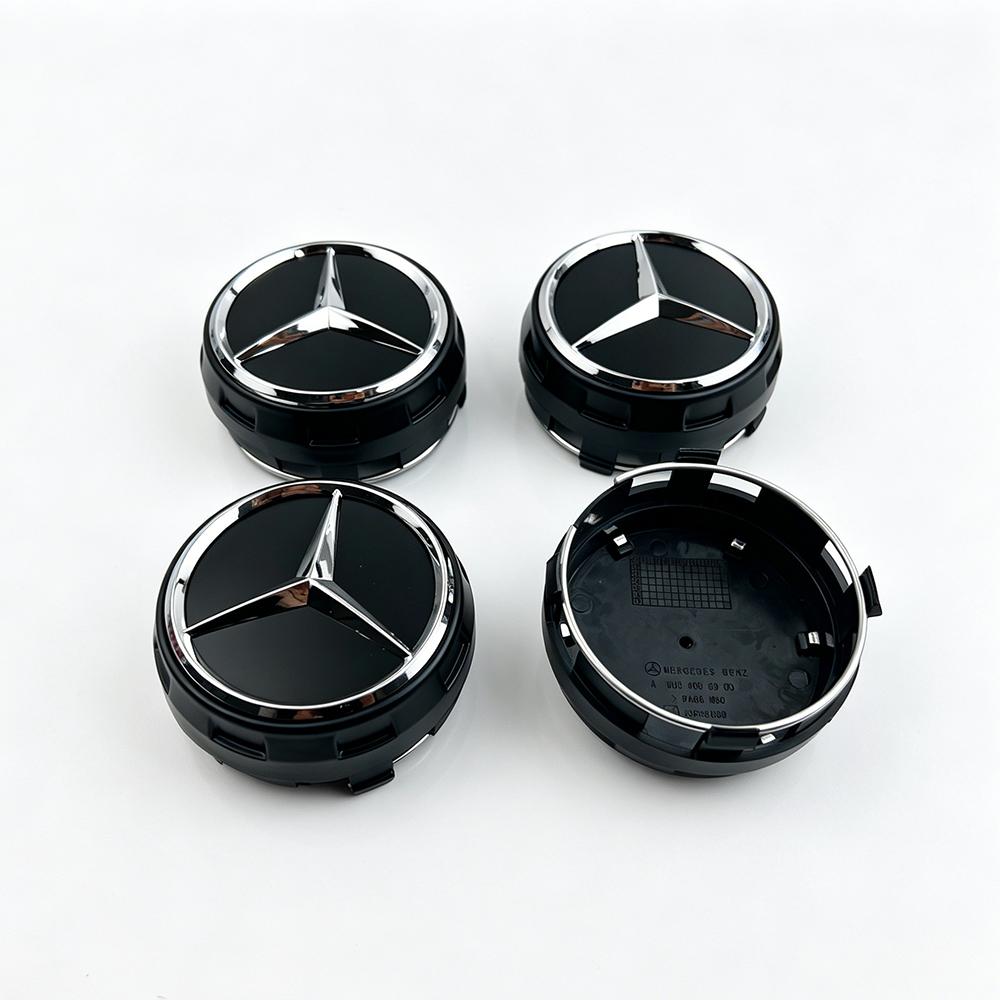 CRN1 20Pcs 75mm ABS Black Silver Car Wheel Center Cap Hub Covers Badge Styling Auto Accessories For Mercedes Benz AMG A0004000900
