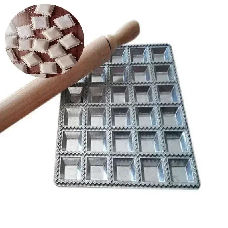 Форма для приготовления равиоли из алюминиевого сплава, Двусторонняя форма для прессования пельменей для квадратных и круглых форм, Легко моющийся кухонный инструмент