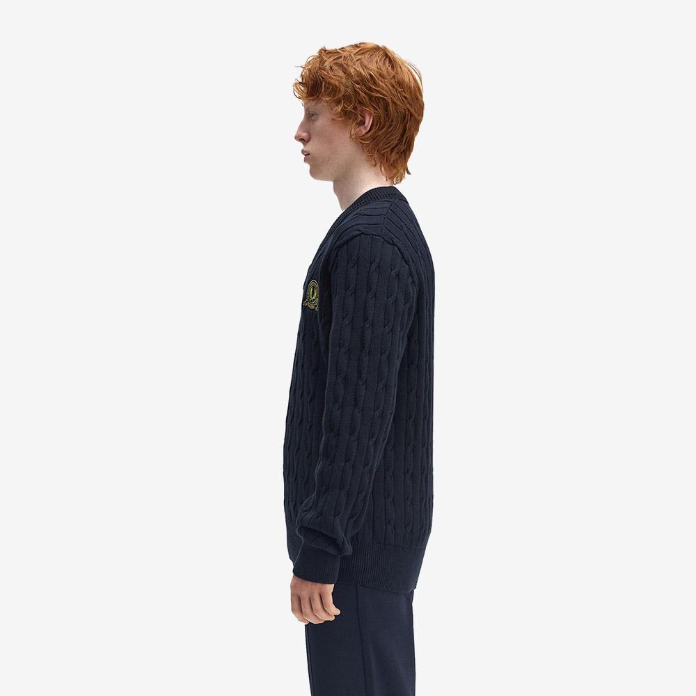 FRED PERRY [Club House] Tennis Badge Cable Knit - Navy Afpm2531531-608
