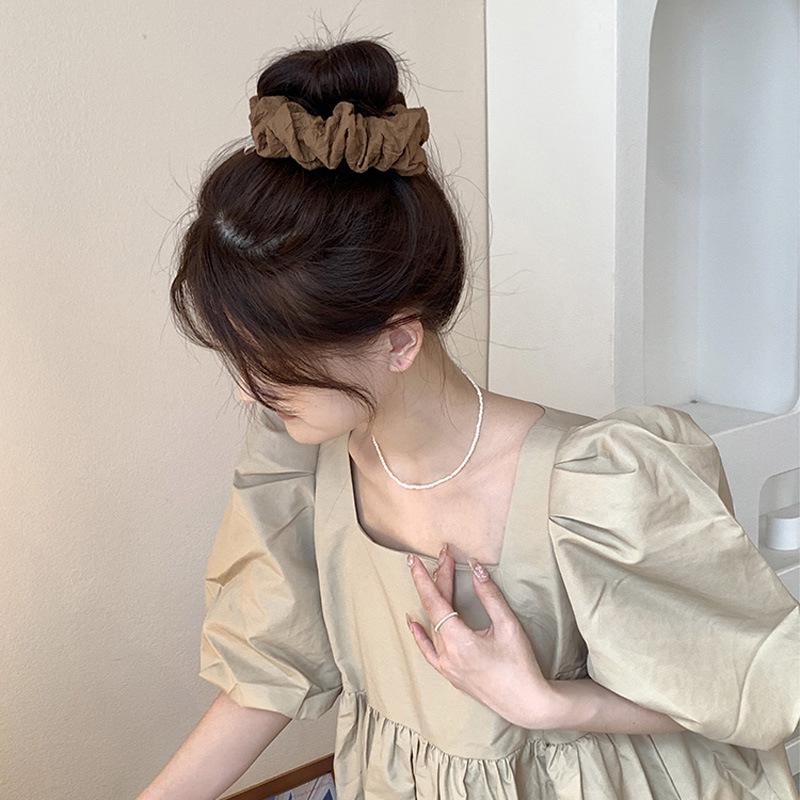 Solid Color Wrinkled Bubble Texture Hair Accessories - Korean Style Rubber Band
