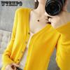 Women's Cardigan Round Neck Sweater Autumn and Winter Knitted Sweater Women's Solid Color Long Sleeved